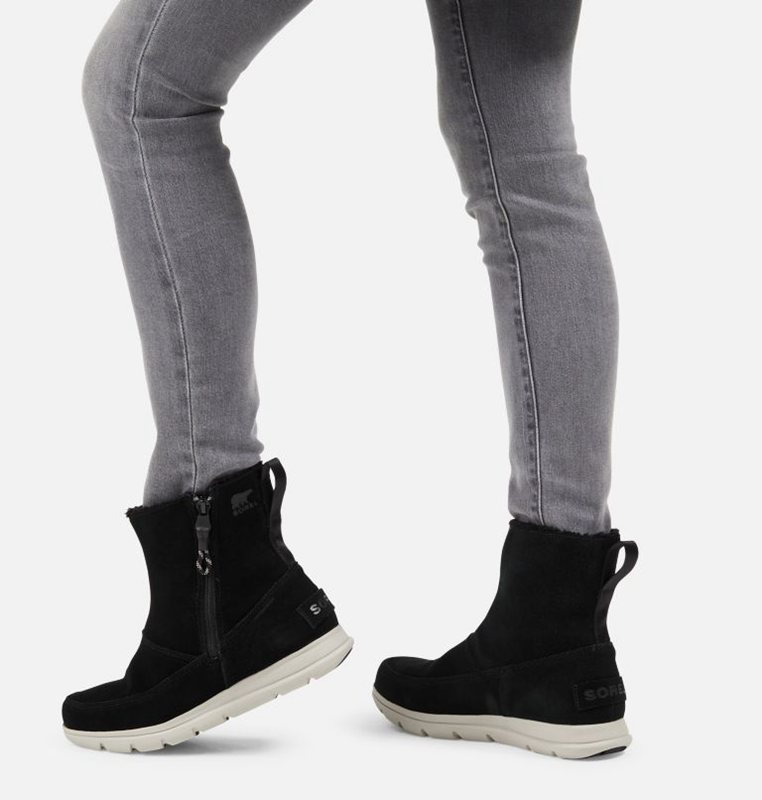 Sorel Dam Vinterkängor Svarta - ™ Explorer Zip Låga - UJM-145906